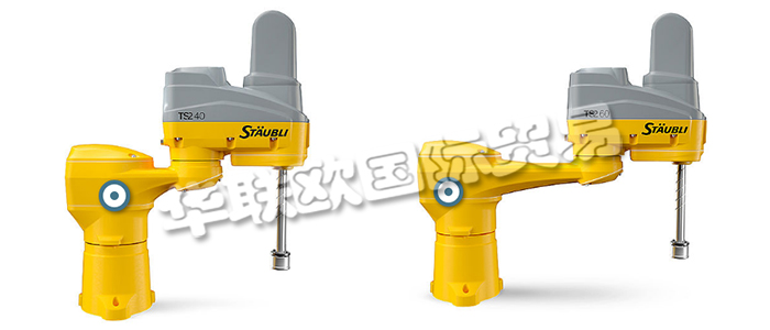 STAUBLI開發(fā)了一系列功能強(qiáng)大的四軸機(jī)器人，旨在滿足汽車、食品、制藥、塑料和電子電氣等領(lǐng)域最嚴(yán)格的生產(chǎn)要求。SCARA (水平多關(guān)節(jié)機(jī)械手臂) 系列可用于多種應(yīng)用， 能快速執(zhí)行上下料、裝配、包裝/碼垛、拾放/搬運(yùn)、分揀、堆垛和整列等高精度、重復(fù)性等任務(wù)。此外，全新 TS2 系列使用了與六軸 TX2 機(jī)器人相同的模塊化結(jié)構(gòu)和 CS9 控制器，相同的機(jī)器人底座帶來模塊化和最優(yōu)開發(fā)時間。